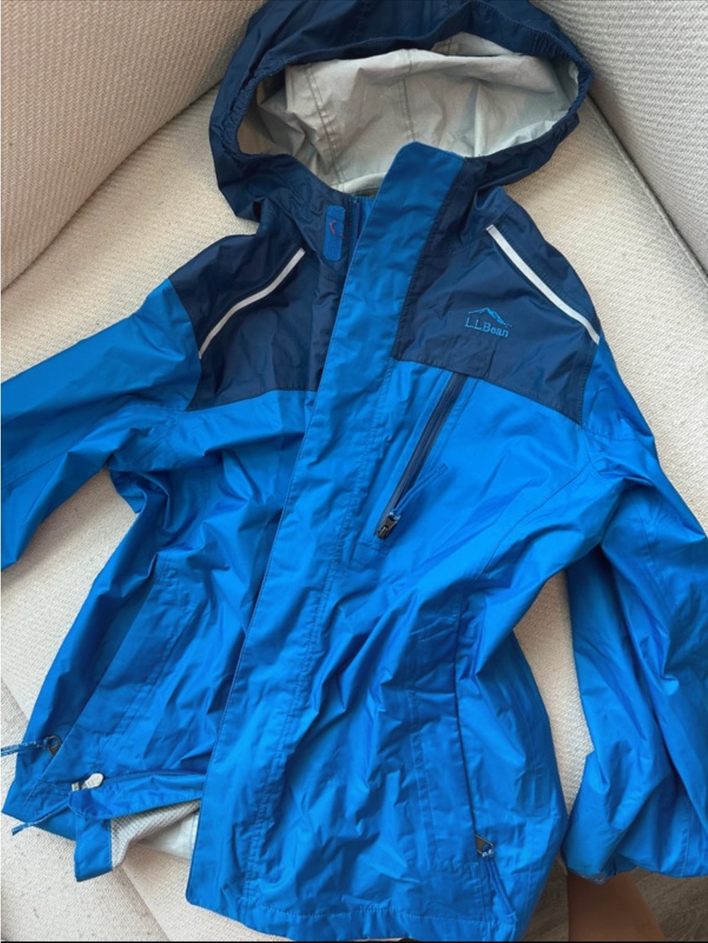 L.L. Bean Kids' Two-Tone Blue Hooded Raincoat